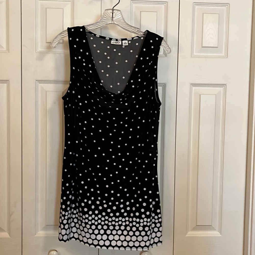 Cato Women’s Dressy Black & White Polka Dot Top